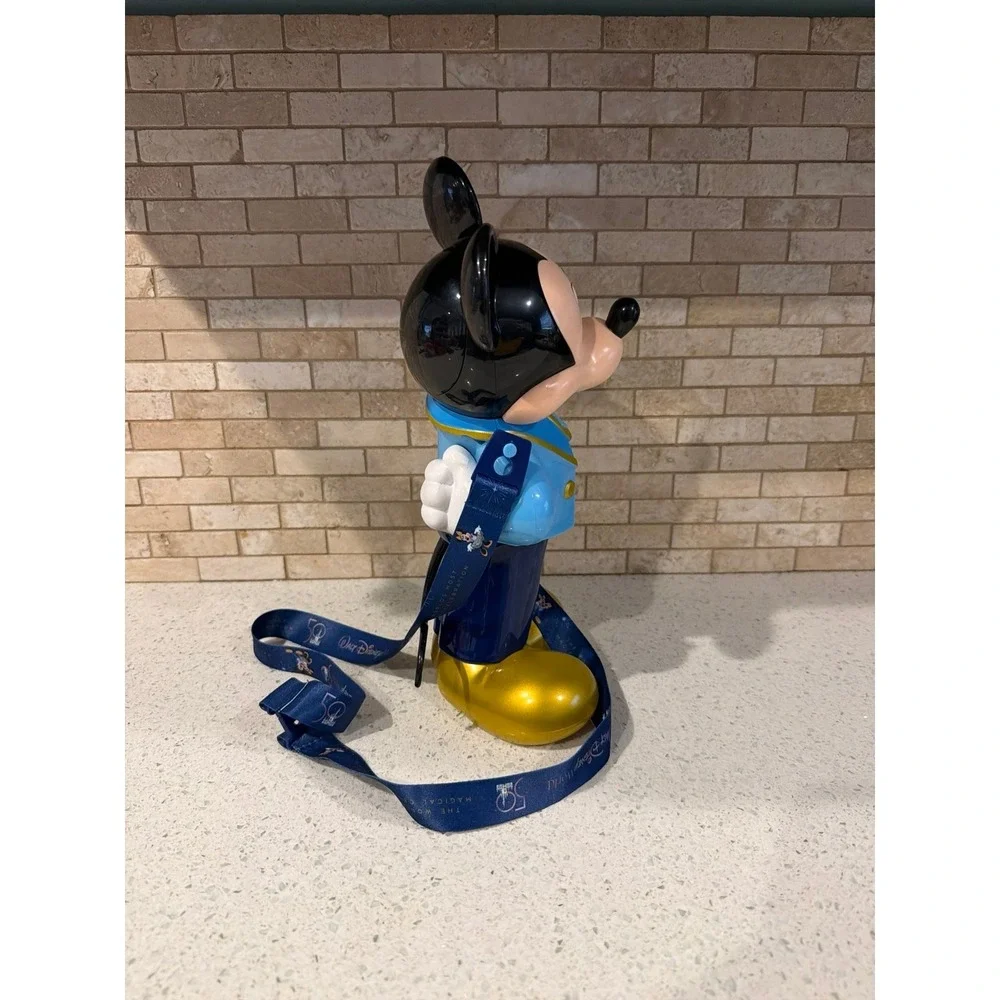 Disney Parks Mickey 50th Anniversary Popcorn‎ Bucket Strap Blue Gold